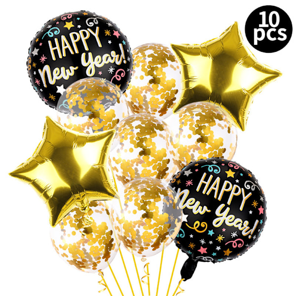 2025 Nyårsballonger Nyårsafton Partyballonger Guld Svart Gott Nytt År Ballonger för Nyårsfest Dekorationer - 40 st