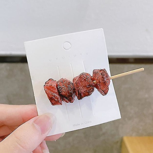 Bbq Hårnål Simulering Morsomme Hårtilbehør Grillspyd Hårklemme Kebab Kebab
