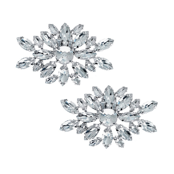 2 stk. Krystal Sko Klips Bryllup Brude Sko Spænder Rhinestone Sko Blomster til Fest Dekoration Bryllup DIY Håndværk Tilbehør (Sølv)