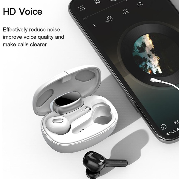 Trådløse øretelefoner med fordybende lyde 5.0 Bluetooth In-ear-hovedtelefoner med opladningsetui/hurtig parring af stereoopkald/indbygget mikrofon, hvid white