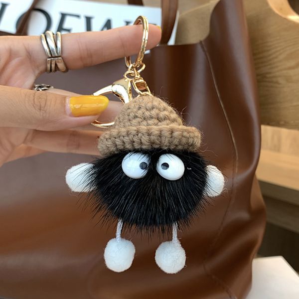 Söt Plysch Nyckelring Mjuk Fluffig Boll Ullvävning Nyckelring för Kvinnor Bil Ryggsäck Handväska Tillbehör