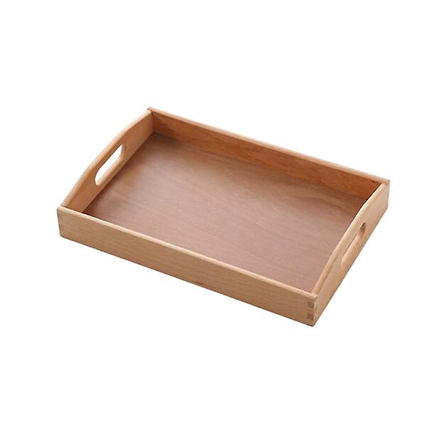 Rektangulær Serveringsbrett i Naturlig Håndlaget Bøk, Firkantet Te-Servering, Brødrull, Mat, Frukt, Flat Håndtak, Palle, Avrenningsbrett, Treplate (20*15*5cm)
