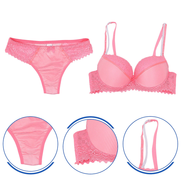 1 Set Damkläder för kvinnor, Sexig Underkläder, Elegant Dambehå och Trosset, Spets, Damunderkläder, Rosa 36 80D Pink 36 80D