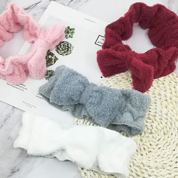 4-pak Mikrofiber Damp Cashmere Bowie Frontal Ligamenter Sød Blød Makeup Hårbånd Vask Yoga Sport Brusebad Ansigt-justerbar Frontal Ligamenter Til G