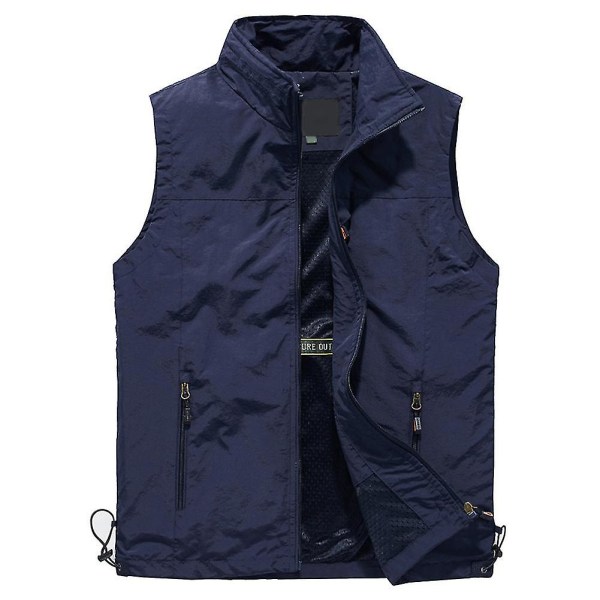 Herr Outdoorväst Mesh Andningsbar Väst Fritids Sport Fiske Väst 4XL Solid Blå solid  Blue 4XL
