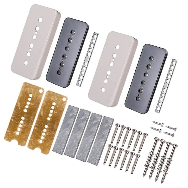 1 Sett Gitar Humbucker Pickup Kit Messing Deksel og Baseplate Sølv Polskruer Kompatibel med Elektrisk Gitar