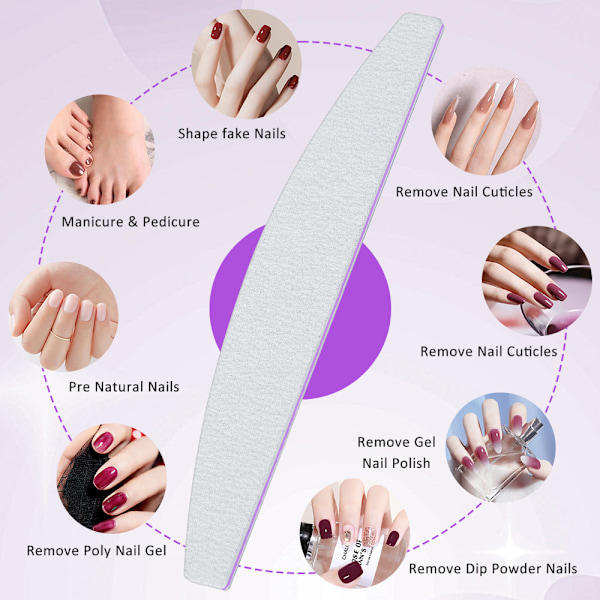 RYI_Nagelfil 100/180 Professionell Manikyrset 10st/15st Slipgel Polering Dubbelsidig Halvmåne Fil Nagelverktyg 10 st