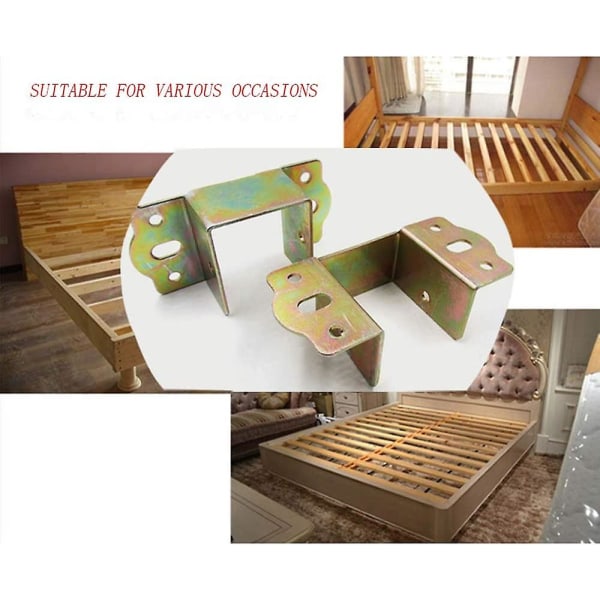 Sengestøtte, metalbeslag, sengehjørne, sengehængsel, 40 mm firkantet beslag, tilbehør til fast seng til møbler (2 stk)