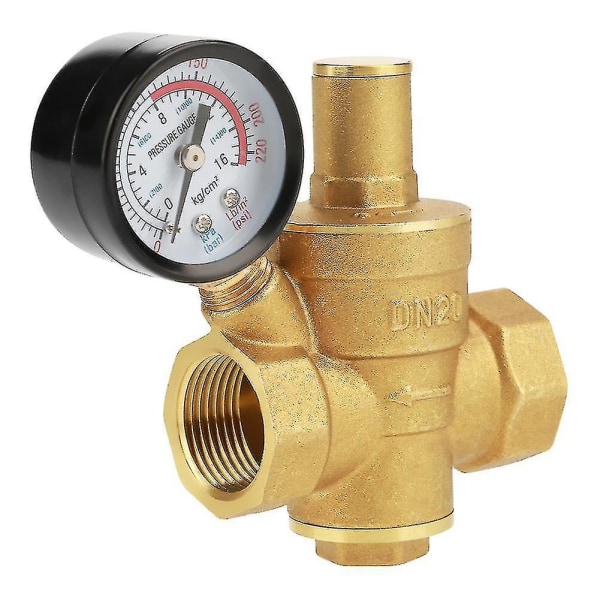 Dn25 Justerbar Vann Trykkreduserende Regulator, Messing Vann Trykkreduserende Ventil + Manometer Vanntrykksmåler (dn25)