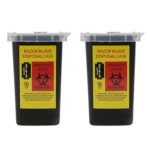 2 stk leppeglansbeholdere Razor Disposal Case Sharps Container Liten Barber Shop OppbevaringsbeholderB Black 15.5X9.5X9.5cm