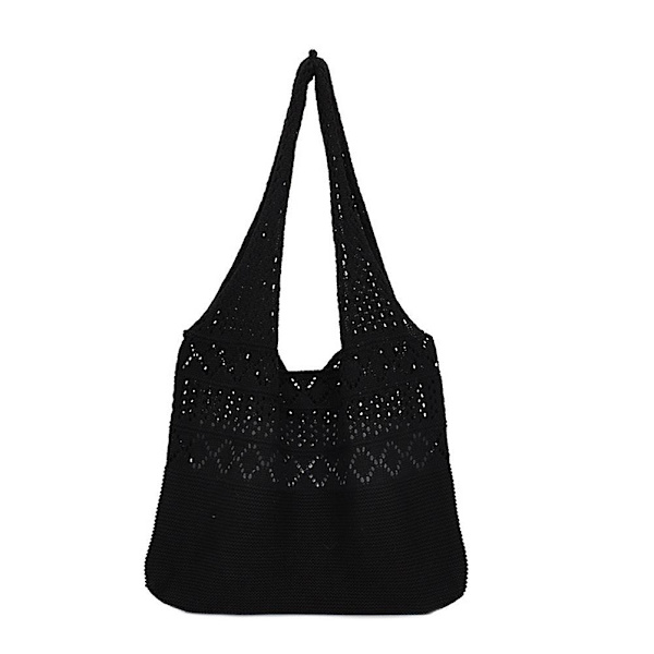 1 stk Hult Design Jente Tote Bag Kvinne Oppbevaringsveske Tote Bag Strikket BagBlack40X32X2CM Black 40X32X2CM