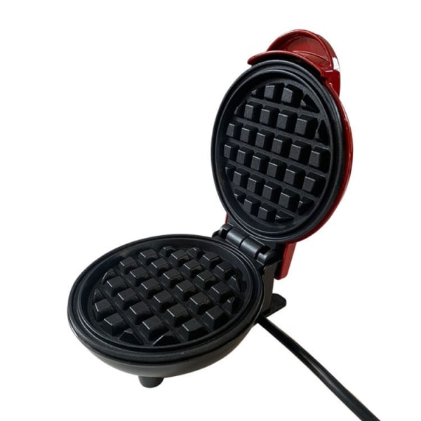 Hjärtform mini röd våffelmaskin för klassisk hushålls elektrisk kakmaskin i rostfritt stål 350W för pannkakor.