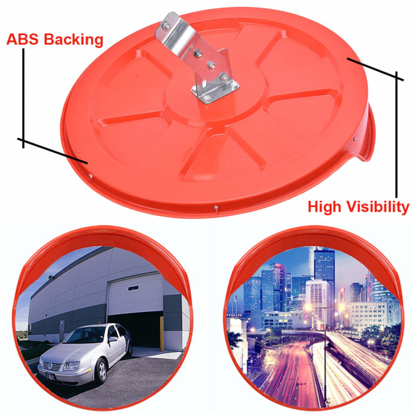 30 cm turvallisuuspeili PC kupera liikennepeili laaja kulma kaareva turvapeili pyöreä pylväsasennus säädettävällä kiinnikkeellä ulkokäyttöön