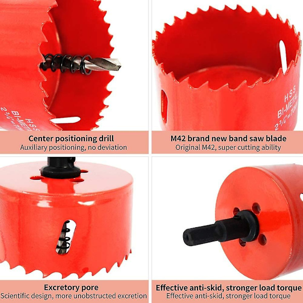 Sæt med 11 HSS Bi-metal Hulsave med Skaft til Træ og Metal
