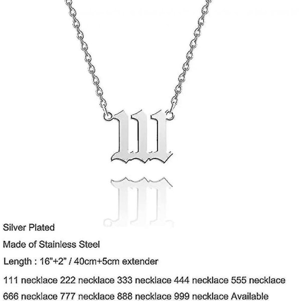 Ängel nummer halsband Silver rostfritt stål Numerology smycken