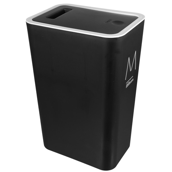 Søppelbøtte med lokk Plast søppelbøtte Stor søppelbøtte Beholder for kjøkken Bad Svart 33X22X15.5 Black 33X22X15.5CM