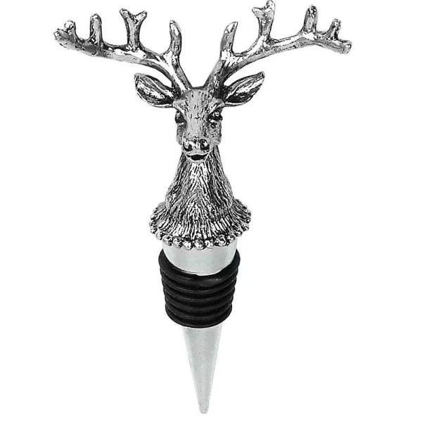 Silver Elk Deer Head -viinipullon tulppa Maalaistyylinen maalaistyylinen eläinpullotulppa Viinikorkit Tulppa viinisamppanjaoluelle (2kpl, hopea)