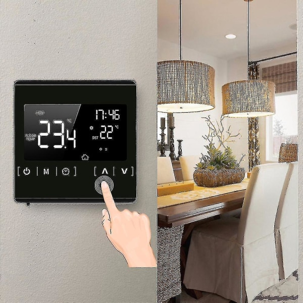 Älykäs LCD-kosketusnäyttötermostaatti kotiin, ohjelmoitava sähköinen lattialämmitysjärjestelmän lämmönsäädin (1 kpl)
