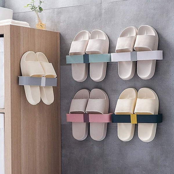 Vægmonteret Slippers Holder Klæbende Plastik Hængende Sko Paraply Stativ Holder Organizer Til Badeværelse Køkken Dør