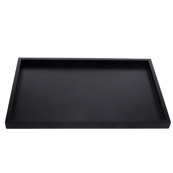 Rektangulært serveringsbrett i tre, tebrett, serveringsbrett for mat, te-, kaffe- og snacks-serveringsbrettB Black