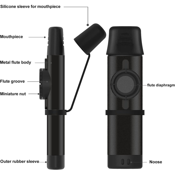 Med 5 stk. fløytemembraner, metallmusikkinstrumenter for barn, pianotastatur, justerbar tone for barn/voksne musikkelskere (svart)