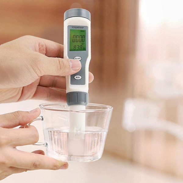 3-i-1 Digital Vattenkvalitetstestare, ABS TDS PH Temp Detektor Noggrann och Pålitlig LCD-Display för Vattenkällor, Akvarier, Hydroponik, Spa, Simning