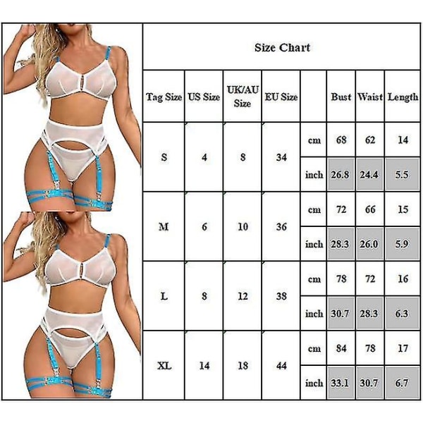 Sexig Kvinnlig Strap-Lingerie BH Hög Midja Underkläder Strumpeband Bälte Erotisk Set Nattkläder Sovkläder S