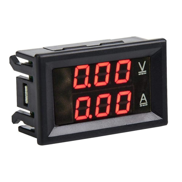 Digitalt voltmeter amperemeter Dobbelt LED-skjermpanel Voltmåler amperemåler Digital spenningsstrømmåler tester (2stk, svart)