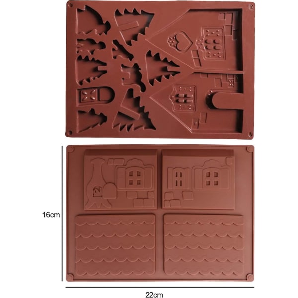 2 stk Silikon Julekake Cookie-form Julerhus Silikonform Julerhus 3D Sjokoladekake Pepperkakeform Silikonhus DIY Cookies Baking
