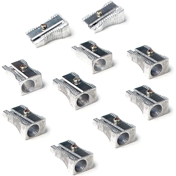 Blyantspidser Metal blyantspidser Mini-enkelthuls håndholdte kilespidsere til de fleste størrelser blyantspidsere (24 stk, sølv)