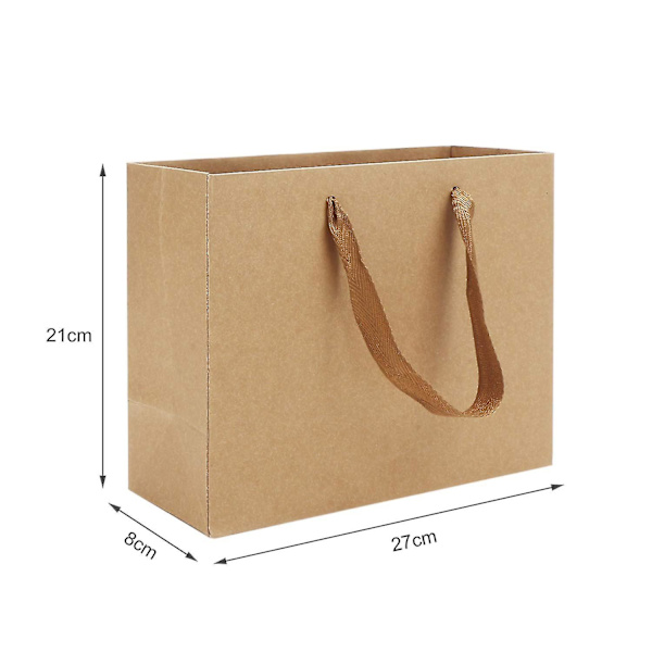 Kraftpapperspåsar, 21 cm x 8 cm x 27 cm, 20 st Bruna Kraftpapperspresentpåsar med Mjukt Tyg