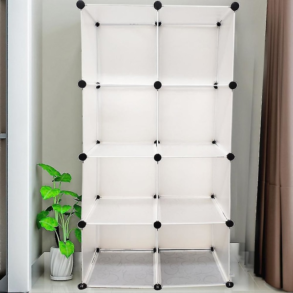Valkoinen 2x4 ruudukon kannettava kenkien säilytysteline, modulaarinen kaappi, hylly tilaa säästävä kenkäteline hyllyt kengille, saappaille, tohveleille