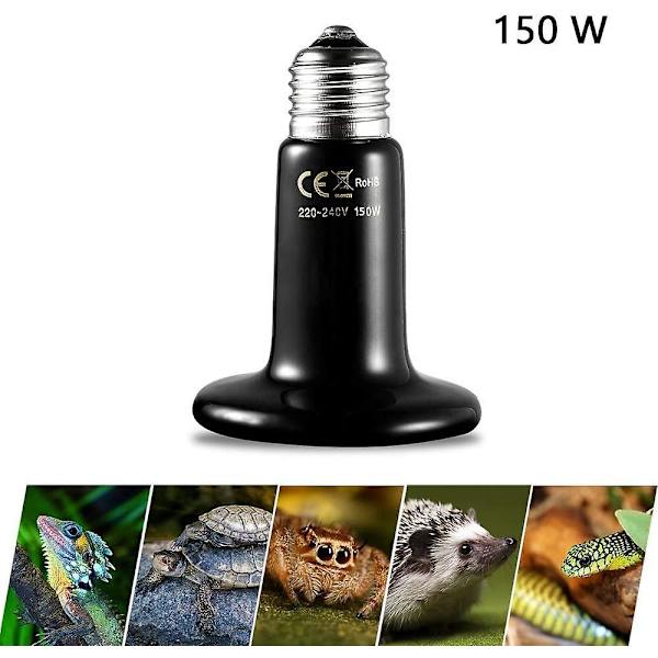 150W Infrarød Lamper Keramisk Reptil Og Amfibie Opvarmnings Pære, Reptil Lampe Til Amfibie, Slange, Fugl, Skildpadde, Kat, Hund - (220-240V, E27 Gevind)