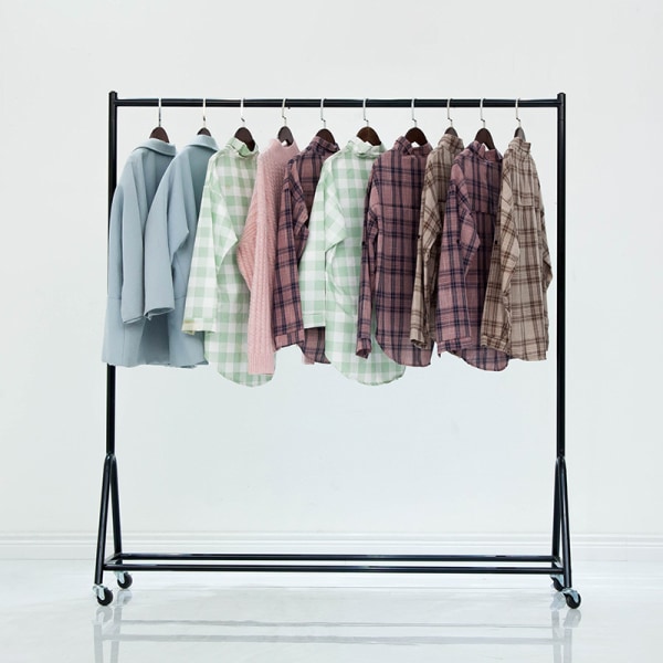Monopole-lattiatyyppinen ripustin, raskaaseen käyttöön rullaava vaateteline, vaateripustimen organizer, 180 * 165 cm, musta