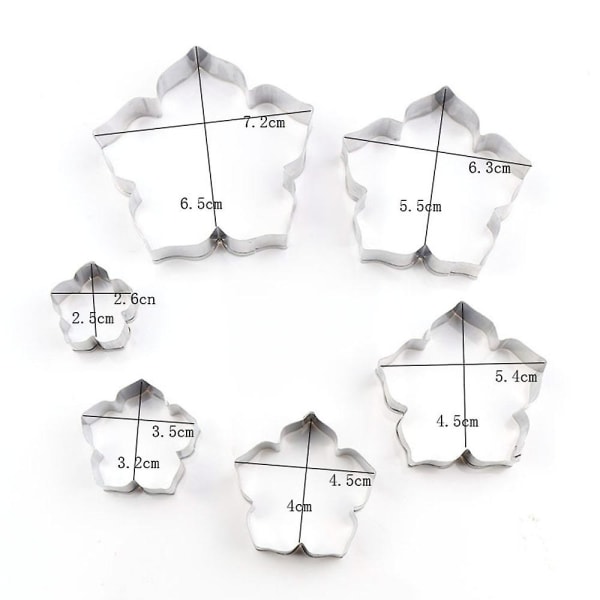 5 stk. Rustfrit Stål Lily Blomst Plade Skæring Form Kage Form Fondant Cookie Tool Pude