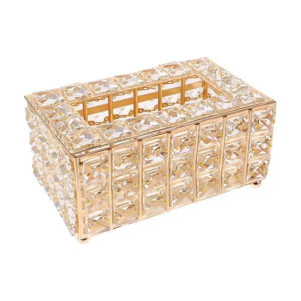 Bil Tissue Box Hållare Servett Box Cover Crystal Tissue Box bricka Crystal Tissue Box CoverGolden21x12cm Golden 21x12cm