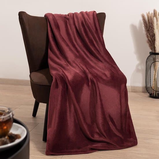 Blumtal Fleece Tæppe, Superblødt Hyggeligt Flanneltæppe til Sofaseng Picnic, Maskinvaskbart, Mørkerød, 220x240 cm
