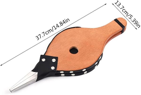 Manuell Eldstadsbälg, Läder Och Massivt Trä, För Eldstäder, Grillplatser, Eldgropar Och Lägereldar, Naturträ, 14,84 X 5,39 Tum