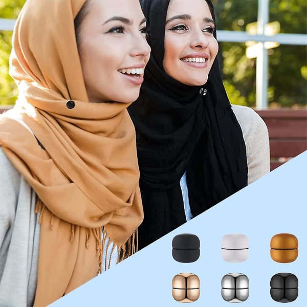 4 Par Hijab Magnetiske Pins Matte og Metalliske Farger Magnetiske Sjal Pins for Kvinner Multi-bruk Fargerike Sjal Små Magnetiske Hijab