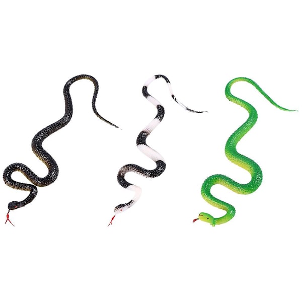 3 stk Realistiske Gummi Slange Legetøj Skræmmende Falske Slanger Gummi Slanger Sjov Legetøj Assorteret Farve 22CM Assorted Color 22CM