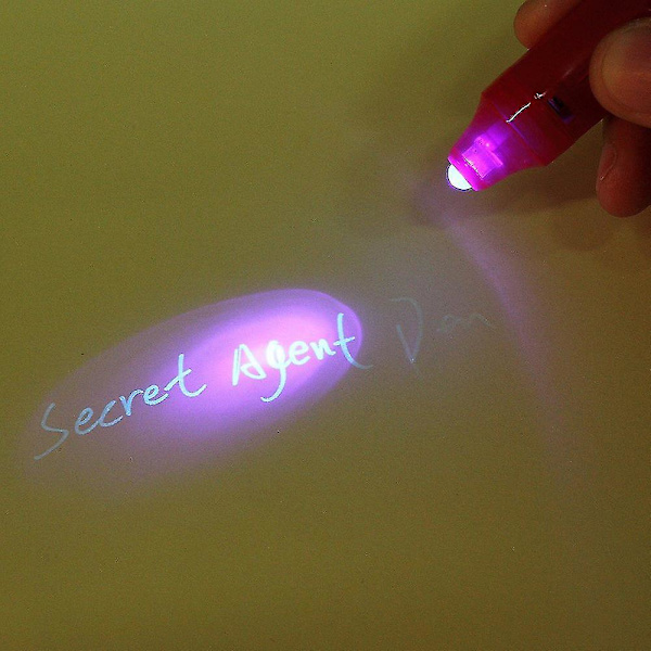 2 stk Usynlig Blækpen Spy Pen Med UV Lys Magic Marker Børnepenne Til Hemmelig Besked Og Fest Gul Yellow