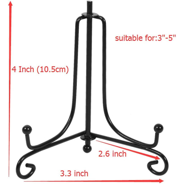 2 Pak Iron Display Stativ, Sort Jern Staffeli Plade Display Fotoholder Stativ, Viser Billedrammer, Dekorative Tallerkener, Tablets Og Kunst 4 Tommer 4 Tommer 4 inch