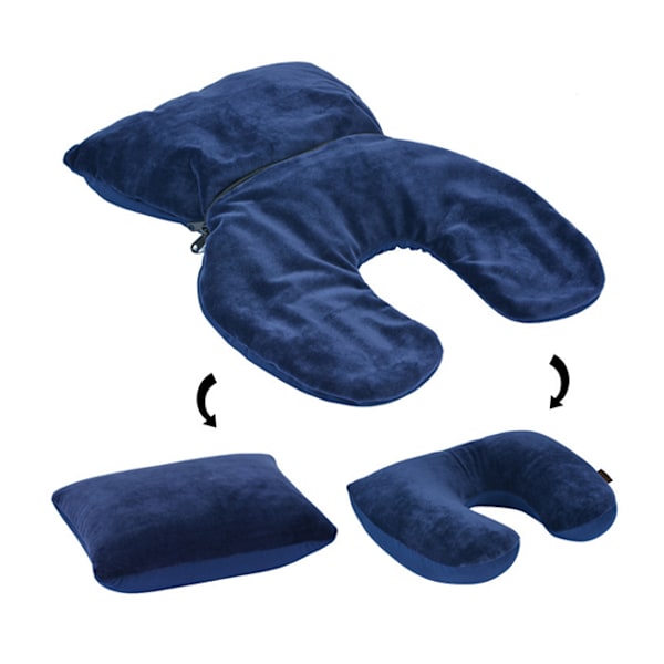 Mjuk plyschkudde Rese-nackkudde med mikrobollar Resedyna för resor 2 i 1 100% Polyester Plysch U-form_xrzi Royal Blue