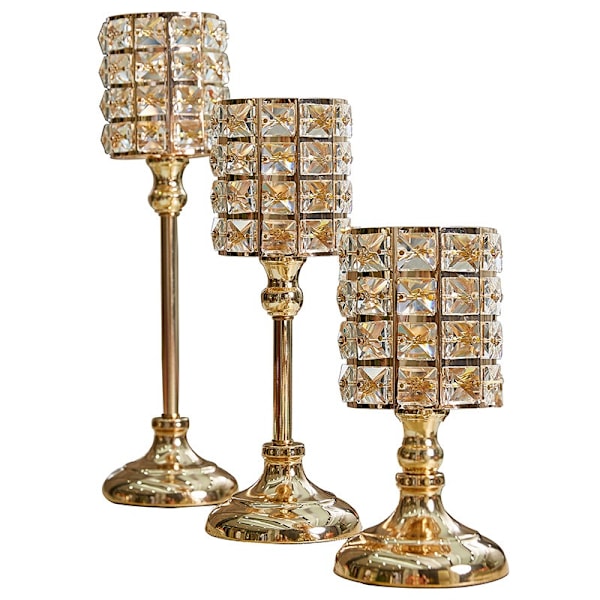 Sett med 3 Glasslysestaker Lysestake Midtpunkt Dekorativ Lysestake for Bryllup Hjem Middagsfest Jubileumsdekorasjon