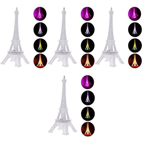 4 stk Akryl Eiffeltårn Blinkende LED Fargerik Nattelys Romantisk Atmosfære Nattelys Skrivebordslampe 4pcs