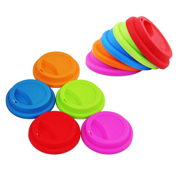 5pcs Environmental Silicone Cup Lid Cover Reusable Coffee Cup Mug Water Bottle Lid (mixed Color)