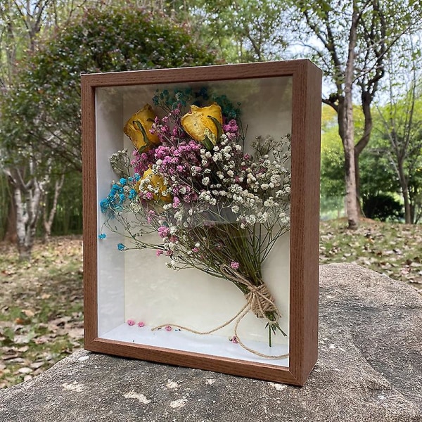 Fotoram för torkad blomma i trä Displaystativ för torkade blommor Torrblomma Skugglåda Provskuggfodral 22X17X4,5 cm 22X17X4.5CM