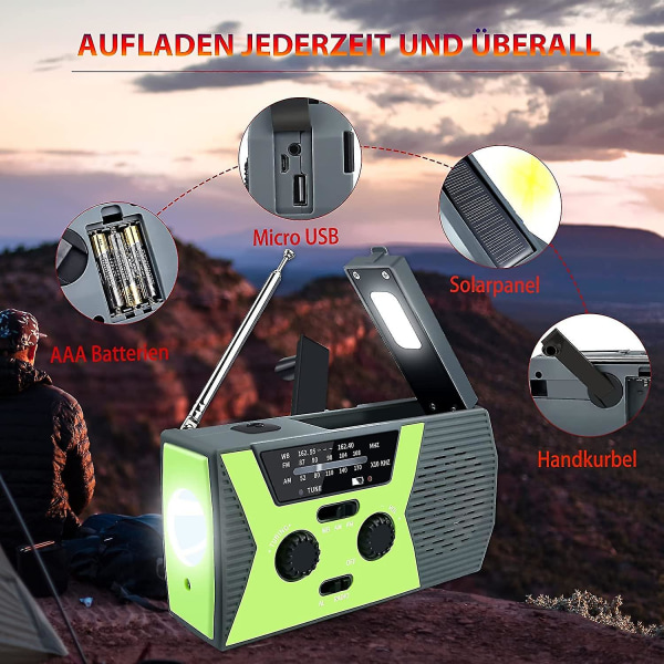 Veva Radio Världsmottagare Överlevnadsutrustning Solradio Veva Nöddynamo Nödradio Nödradio Veva Laddare Ficklampa Handvev