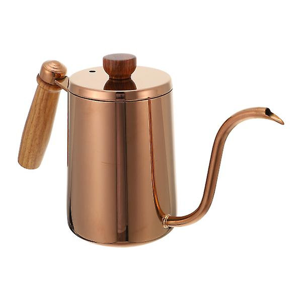 Pitkän kaulan hanallinen kahvipannu Ruostumaton teräs 600ml Kahvikattila Rose gold 24X13.5X9CM Rose golden 24X13.5X9CM