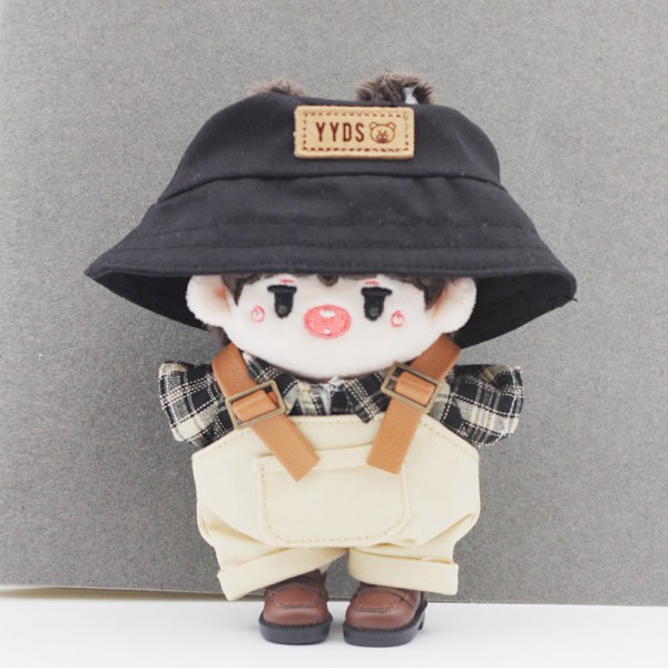 /RYI/7\" Labubu Dockkläder Skjorta 17cm EXO Bomullsbyxor Denim Hängselbyxor Kostym White